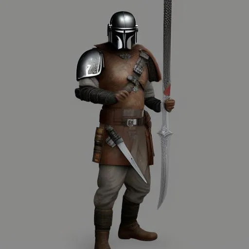 Prompt: mandalorian viking with greatsword