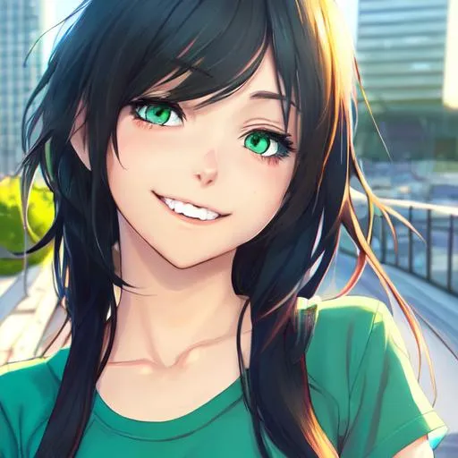 Green Eyes Anime Face (Dark)