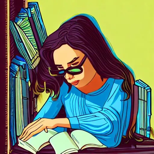 Prompt: hyperdetailed illustration of an enchanted beautiful relaxed entity reading books, portraied inside a futuristic maximalist hyperdetailed room. 