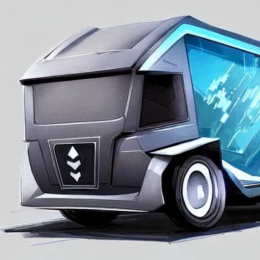 Prompt: concept art of a futuristic delivery truck