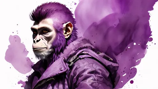 Prompt: Purple monkey-dragon.