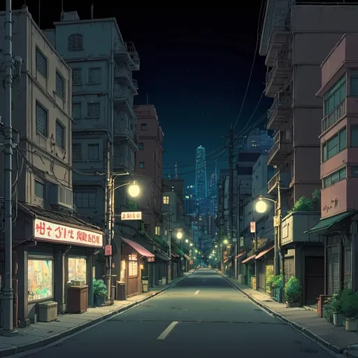 Prompt: Studio Ghibli 2D anime style. A scene where a city is in partial blackout at night, the downtown area and rich area are unaffected.