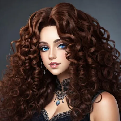 Prompt: woman with long curly hair