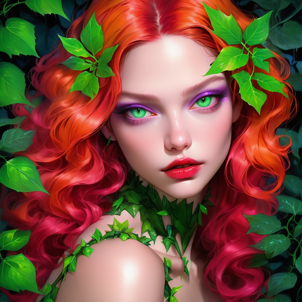 Sasha Luss portrait, poison ivy, digital painting,... | OpenArt