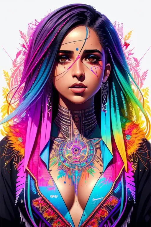 Prompt: Naomi Scott | key visua l|  intricate | highly detailed| breathtaking| precise lineart | vibrant| panoramic| cinematic| Carne Griffiths| Conrad Roset| masterfully crafted| 8k resolution| beautiful | stunning | ultra detailed| expressive | hypermaximalist, vintage show promotional poster