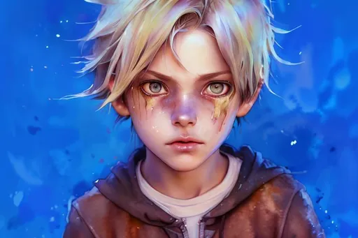 Prompt: 1 boy, hyper realistic watercolor masterpiece, full body, crying, pretty, anime boy, pastel eyes, copper hair, tan hyperrealistic watercolor masterpiece, smooth soft skin, tan skin, big mischievous eyes, symmetrical, anime wide eyes, soft lighting, detailed face, wlop, rossdraws, concept art, digital painting, looking into camera, wavy hair, short hair, orange hair, smirk, sweater, hoodie hyper realistic masterpiece, highly contrast water color mix, sharp focus, digital painting, pastel mix art, digital art, clean art, professional, contrast color, contrast, colorful, rich deep color, studio lighting, dynamic light, deliberate, concept art, highly contrast light, strong back light, hyper detailed, super detailed, render, CGI winning award, hyper realistic, ultra realistic, UHD, HDR, 64K, RPG, inspired by wlop, UHD render, HDR render