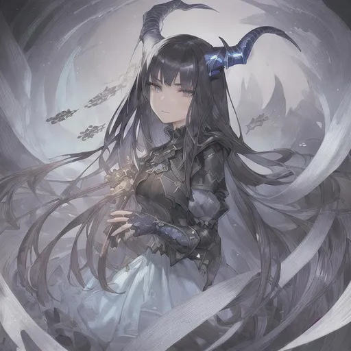 Prompt: masterpiece, illustration, best quality:1.2), 1girl, solo, dark blue hair, dignfied , finely detailed, detailed face, beautiful detailed eyes, beautiful detailed shading, beautifully detailed background, raining, arknights, ch'en, horn