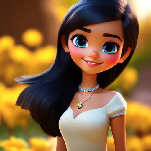 Prompt: Disney, Pixar art style, CGI, mexican girl with long straight black hair, tan, sturdy body, big eyebrow, 
