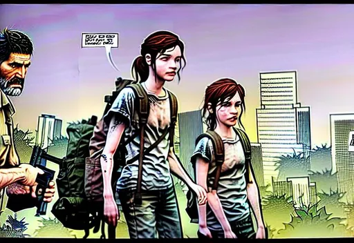 The last of us comics 4k, ellie in DC-style panels