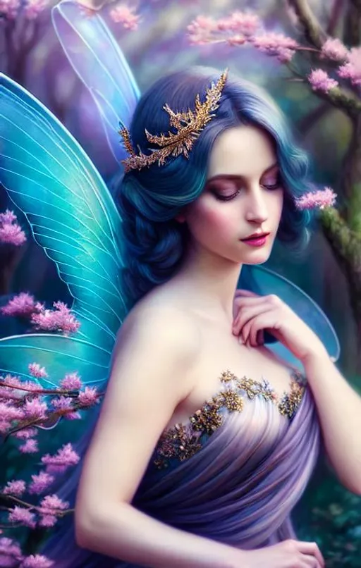 Prompt: portrait of a beautiful forest fairy, sweet, graceful wings muted colors, sharp focus, fantasy art, fairy aesthetics, intricate, elegant, highly detailed, hyperrealistic painting, artstation, concept art, painterly, dreamy, sofy illumination, hasselbrad photography, illustration, art by scot howden