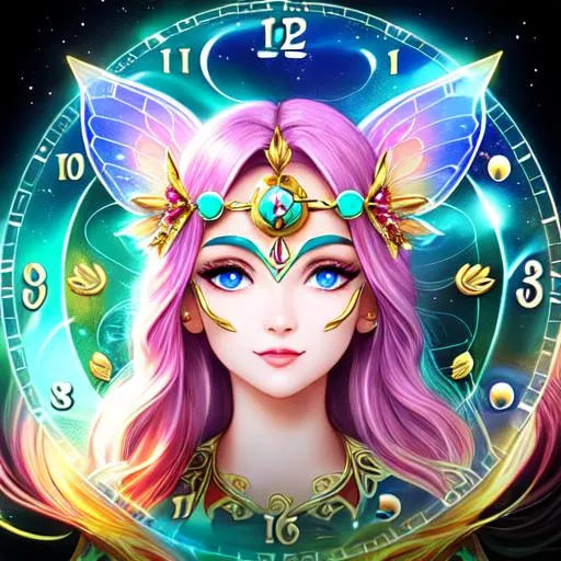 Prompt: Fairy goddess of time, facial closeupa

