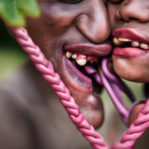 two tongues tangled between each other