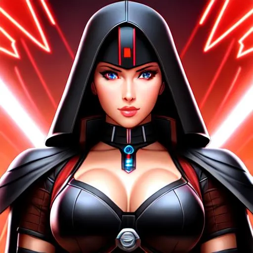 Prompt: darth revan, female ,cinematic  full body shot, symmetrical perfect face, (large breast), perfect body, perfect skin, perfect Bright eyes, highly detailed, energetic