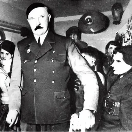 Prompt:  Adolph Hitler at disco party