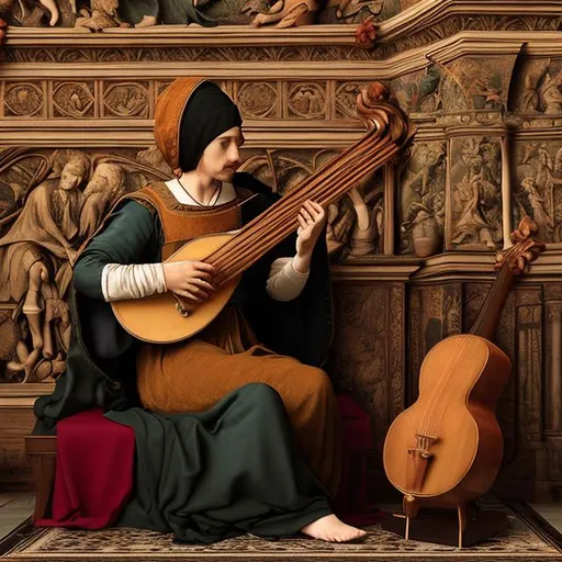 Prompt: Lute player in a renaissance ambiente
