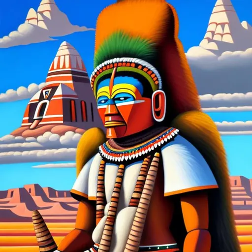 Prompt: Fine oil painting of Hopi kachina in the style of Ernest Blumenschein