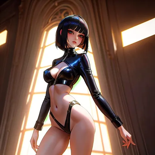 Prompt: a lonely "Hot Topic" AI girl, very tall, thick thighs, wide hips, huge glutes, long legs, slender waist, big beautiful eyes, disturbingly beautiful face, aloof expression, bob haircut with bangs, wearing "Hot Topic" fashion clothes, haute couture, God-quality, Godly detail, hyper photorealistic, realistic lighting, realistic shadows, realistic textures, 36K resolution, 12K raytracing, hyper-professional, impossible quality, impossible resolution, impossibly detailed, hyper output, perfect continuity, anatomically correct, no restrictions, realistic reflections