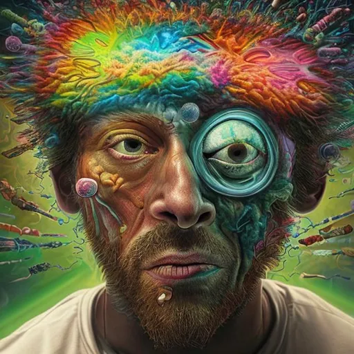 Prompt: Hyper realistic depiction of a mind on drugs