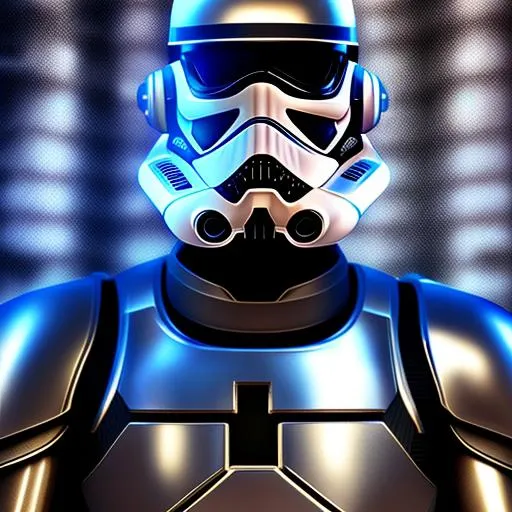 Prompt:  pitted chrome Storm trooper /// photo, portrait+ style, symmetrical face front view, hyper realistic render metal details, beautiful portrait of storm trooper with bio-mechanic suit, high contrast, 8k photographic wet-collodion process, matte painting, octane render, chromatic aquatic density, chromatography, background=fractal recursion color fractal chaos x 100%