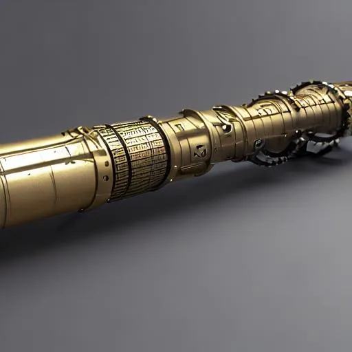 Prompt: steampunk lightsaber,  UHD, HDR, 8K, RPG, UHD render, HDR render, 3D render cinema 4D, cinematic light, high res intricately detailed complex