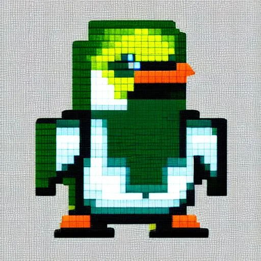 Prompt: 8 bit emerald penguin Pokémon bird