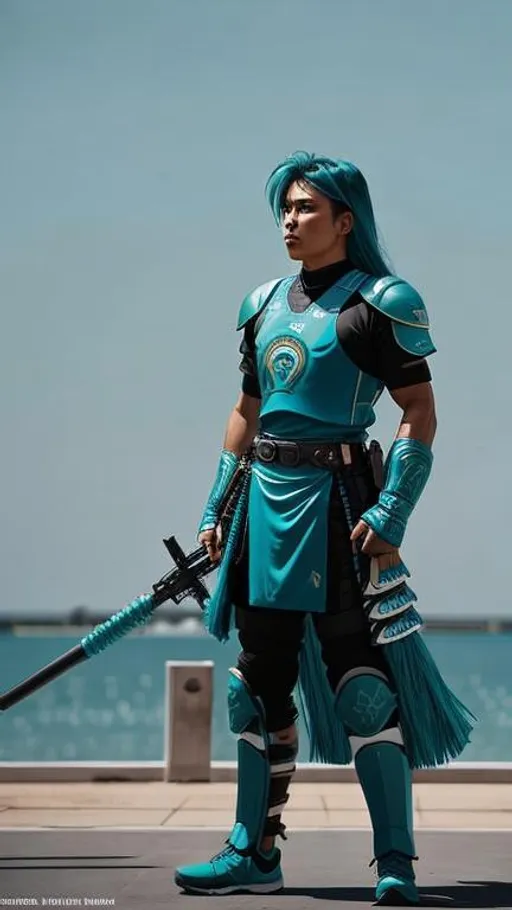 Prompt: The teal warrior
