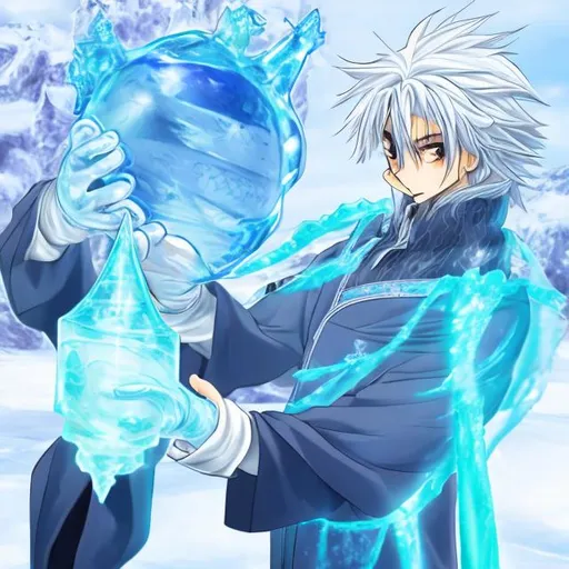Prompt: Anime Ice wizard creating ice sheld 
