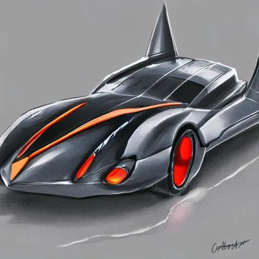 Prompt: concept art of a futuristic bat car