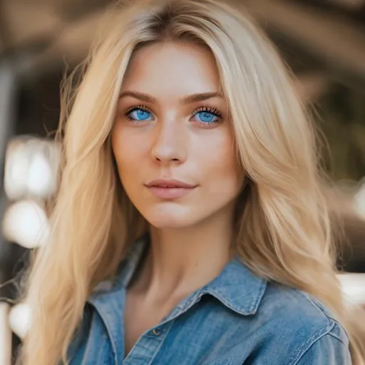 Prompt: A blonde haired woman with blue eyes