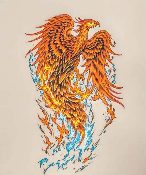 Prompt: Phoenix with black background