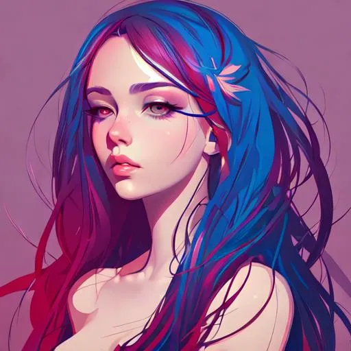 Melancholy Beauty 2d Vector Illustration Portrait Openart