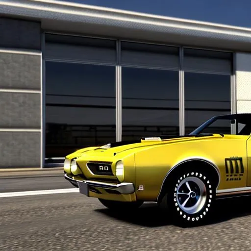 Prompt: 1968' GTO with zebra paint golden spokes on the wheels in gran turismo, unreal engine, GTA V, 8k,