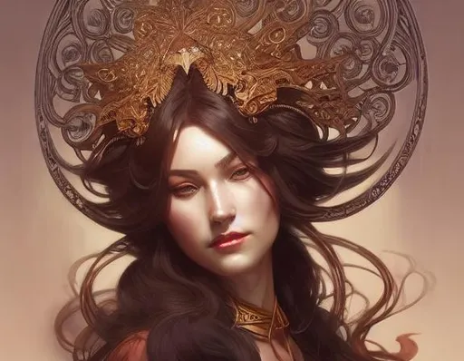 Prompt: apate, goddess of deceit/trickery, gorgeous, amazing, elegant, intricate, highly detailed, digital painting, artstation, concept art, sharp focus, illustration, art by artgerm and greg rutkowski and alphonse mucha