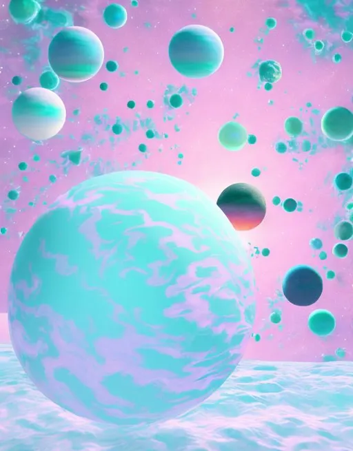 Prompt: vaporwave planets 