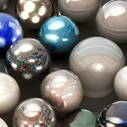 Prompt: photo of a bunch of marbles kept on top of a white table, 3d render, photo realistic, high detailed, unreal engine, cinmeatic lighting