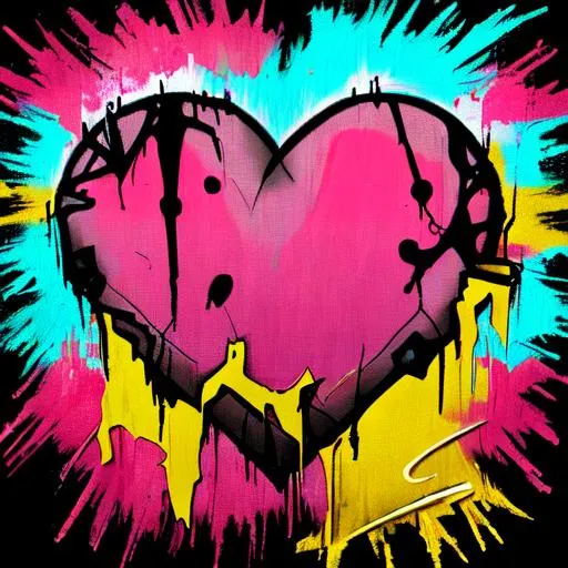 Prompt: Graffiti style art of a broken heart