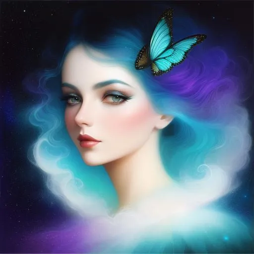 Prompt: cosmic Beauty. Art by artgerm, edre penovac, Daniel Merriam, catrin Welz-Stein, Nicoletta ceccoli, James Jean. Gradient chrome colours. 3d.