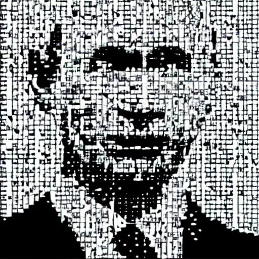 Prompt: hyper realistic hyper real photo vladamir putin zombie ascii art