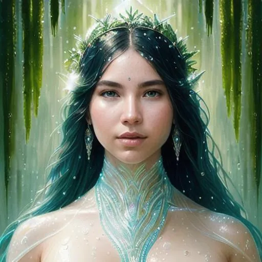 portrait of a water woman, a humanoid creature made...