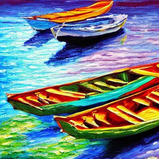 Prompt: 
boats impressionism painting