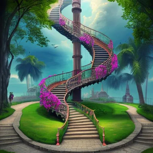 Prompt: stairway to the sky-Beautiful creation
