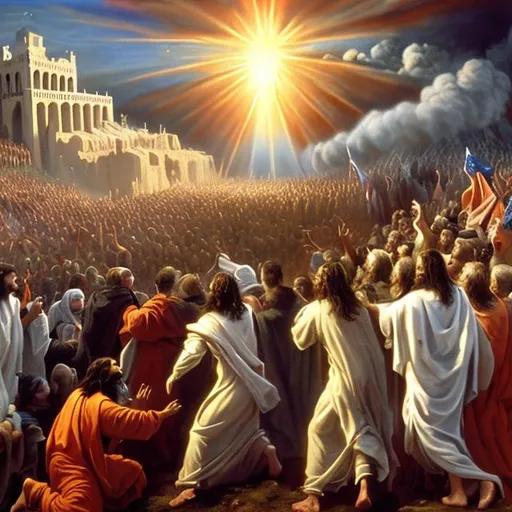 Prompt: the revalation
 second coming of christ, biblical armageddon