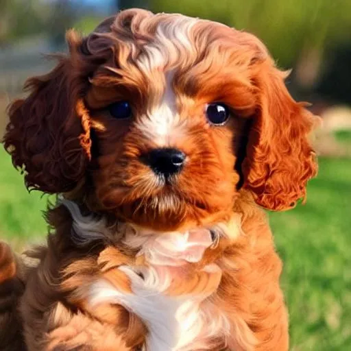 Prompt: pretty cute cavapoo puppies sunset
