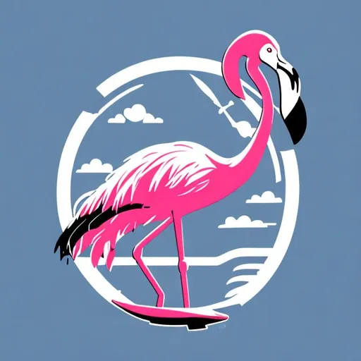 Prompt: Make a logo for a airline called AirFlim, including a flamingo
