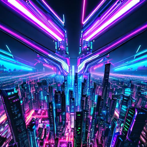 Cyber punk Neon City at night long shot Neon profes... | OpenArt