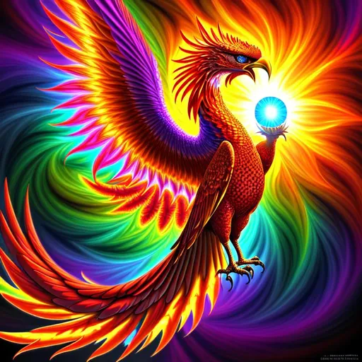 Prompt: full color julia clusters fractal in voronoi background, Phoenix, holding the sun so bright in its claws highly-detailed, elegant, dramatic lighting, lifelike, photorealistic full body.