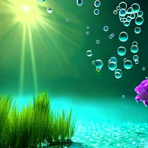 fairy, bubbles, flowers, underwater meadow, highly d...