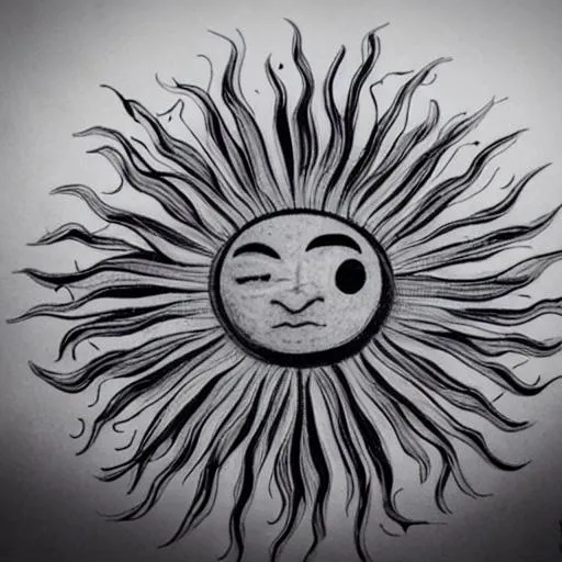 Prompt: grey cartoonish sun