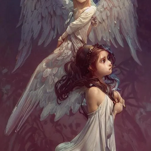 Winged little girl angel, fantasy, intricate, elegan... | OpenArt