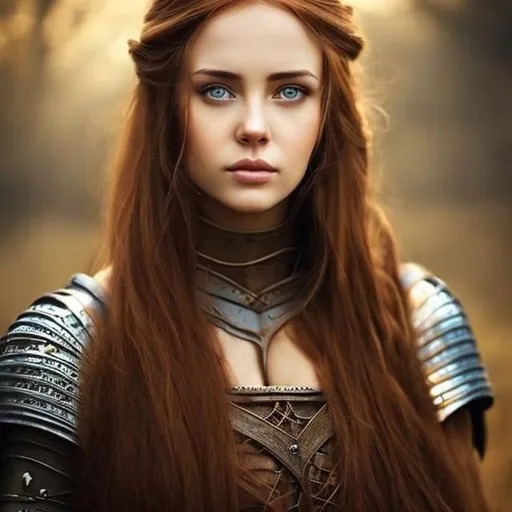 Prompt: sad beautiful medieval woman portrait light brown hair color